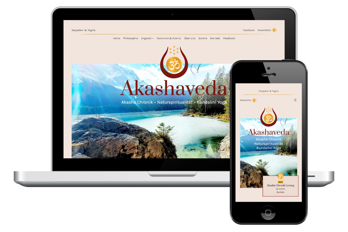Screenshot der Website 'Akashaveda'
