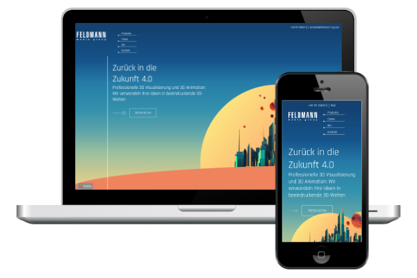 Screenshot der Website 'FELDMANN media group AG'