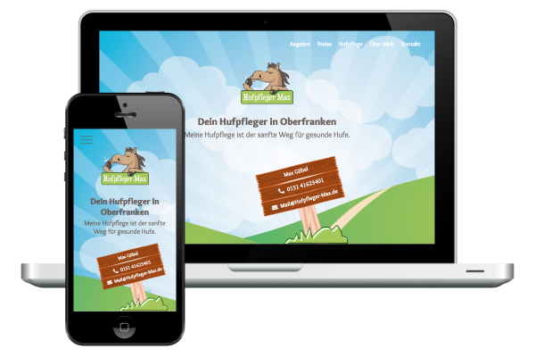 Screenshot der Website 'Hufpfleger Max'